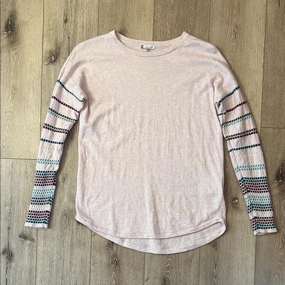 Smartwool ~ soft pink, wool blend sweater, base layer, size M